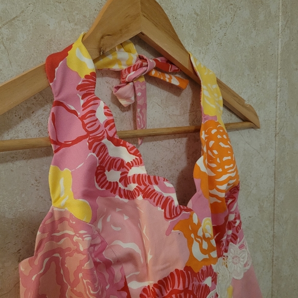 Lilly Pulitzer Scallop Trim Floral Halter Top - Picture 2 of 5